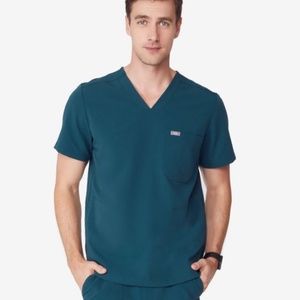 Men’s Figs Caribbean Blue Leon Scrub Top - Large